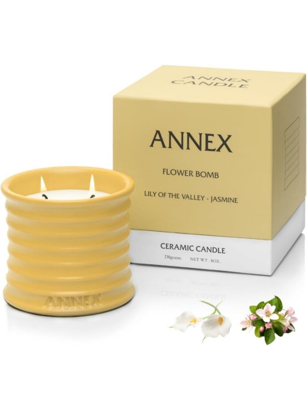 Luxury Scented Candle - 8oz Soy Wax, 50hr Burn, Reusable Ceramic Jar, Home